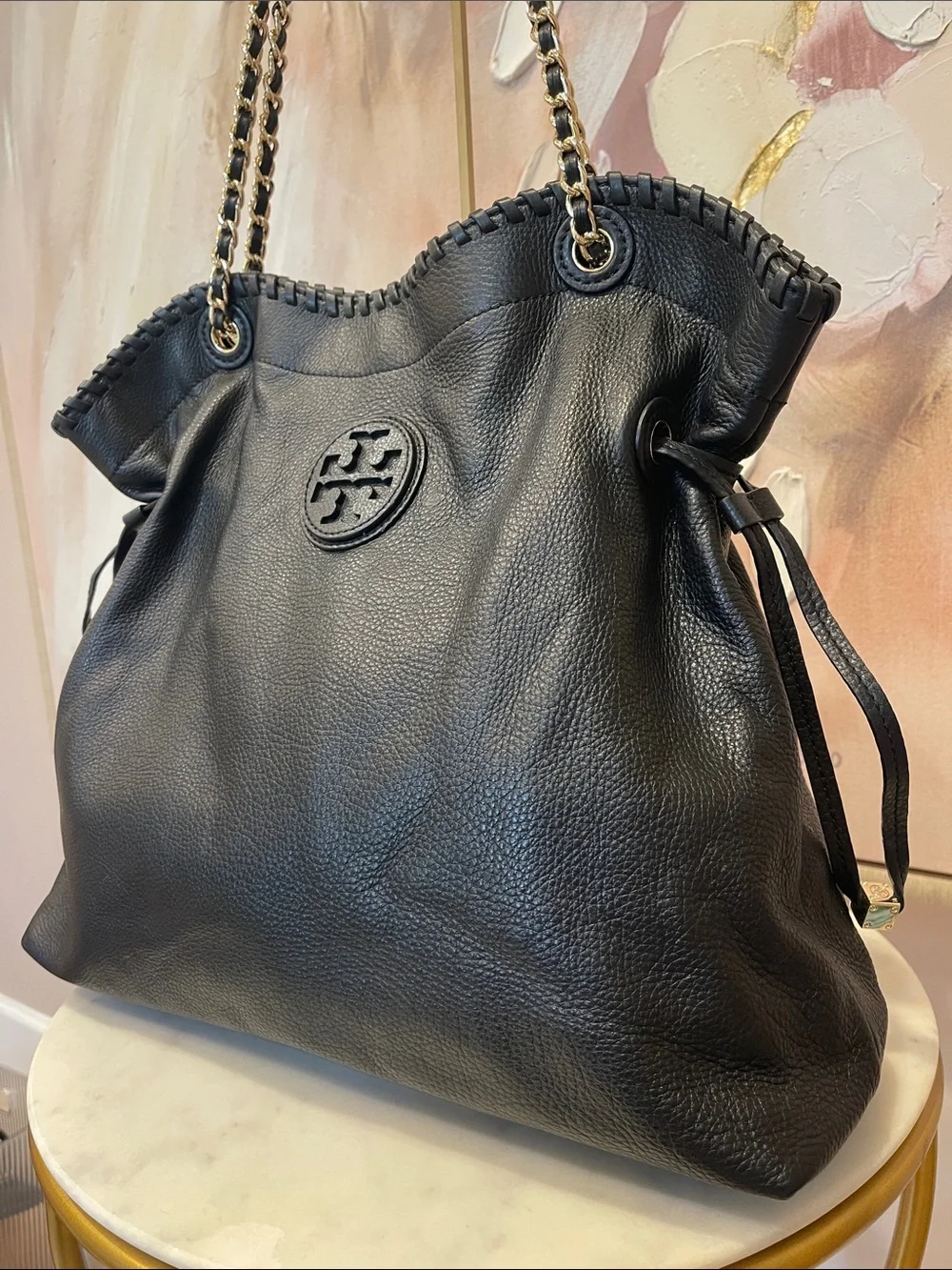 Tory Burch Black Marion Slouchy Tote